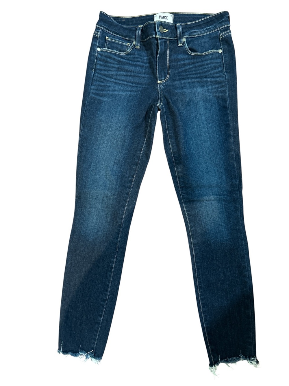 PAIGE Dark Blue Cropped Skinny Jeans